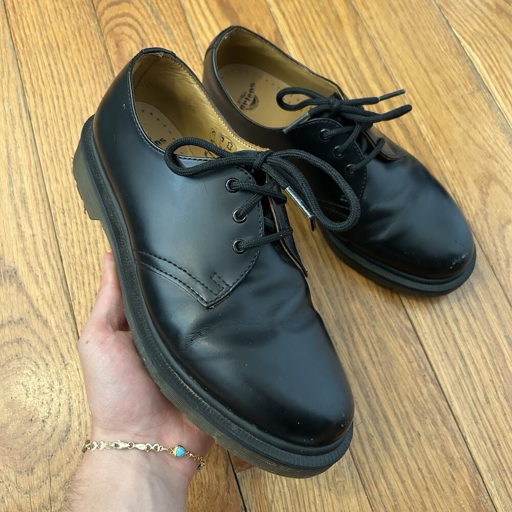 Dr Doc Martens 1461 PW Smooth Leather Black Oxford Shoes Womens Size 7
